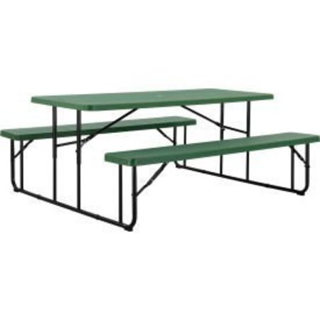 ICEBERG Global Industrial„¢ 6' Folding Plastic Picnic Table, Green 67497